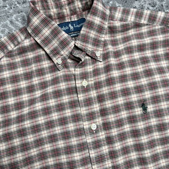 Polo Ralph Lauren Button Up Shirt Mens Medium Plaid Pony Logo - Picture 2 of 10